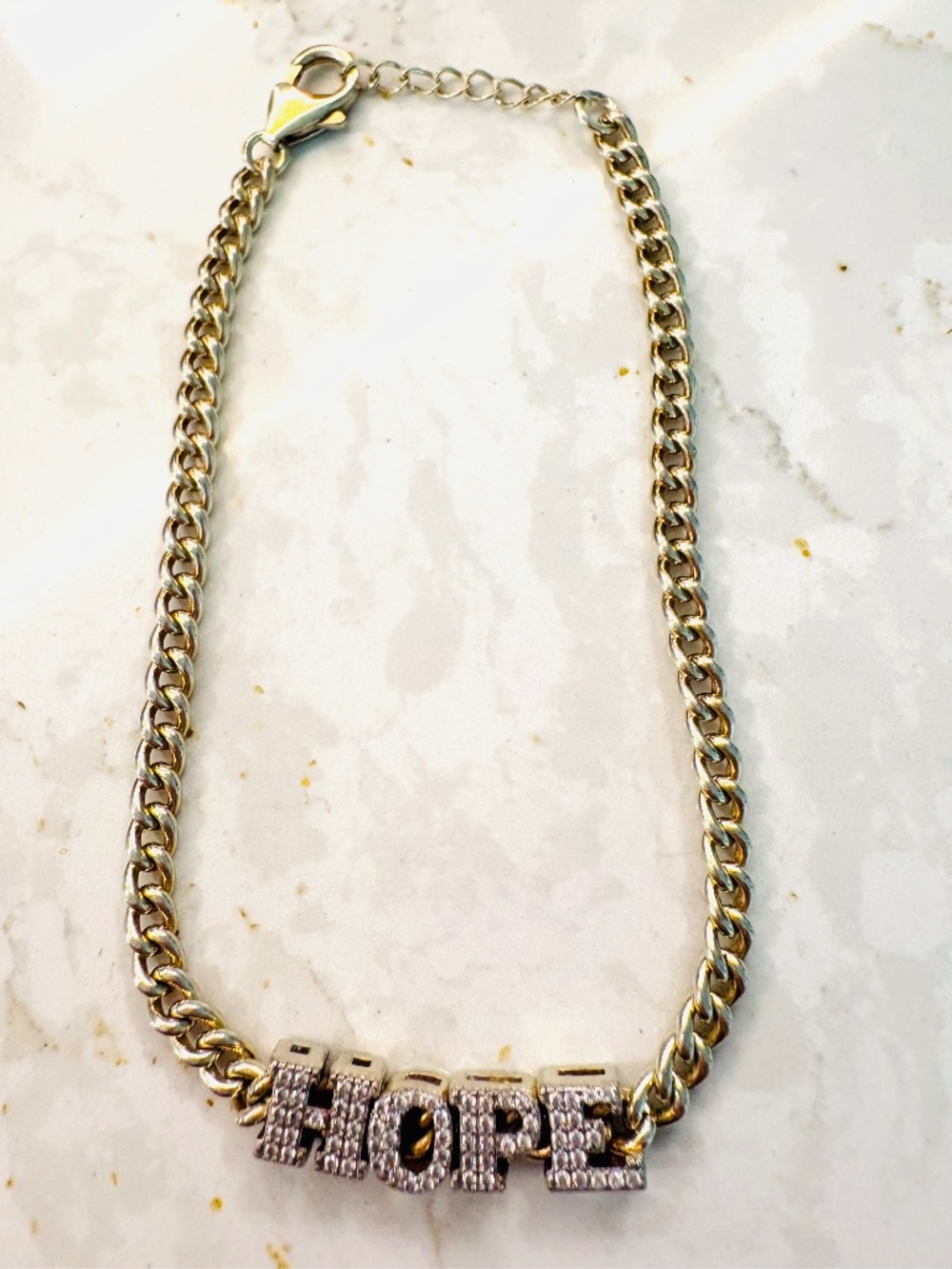 Diamonique x Jennifer Miller Word Curb Link Slider Bracelet Two-Tone Sterling